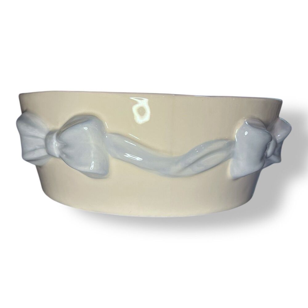 Blue Bow Coquette Ceramic Dog Bowl - Picture 4 of 8